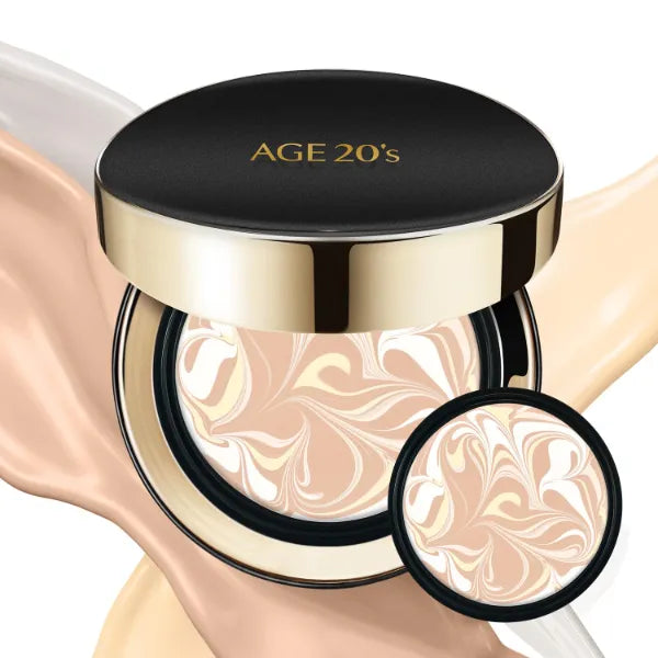 AGE20'S Signature Essence Pact SPF 50+ Pack of 2 13 Ivory Cream Foundation, Dewy Finish, Natural Coverage Korean Cushion Foundation