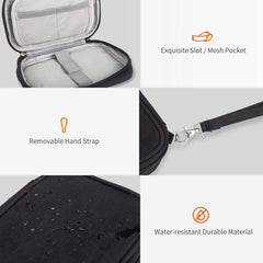SYOSI Small Electronic Organizer Cable Bag, Travel Portable 2 PCS Electronic Accessories Storage Bag Soft Carrying Case Pouch for Hard Drive, Cord, Charger, Earphone, USB, SD Card (Black+Gray)