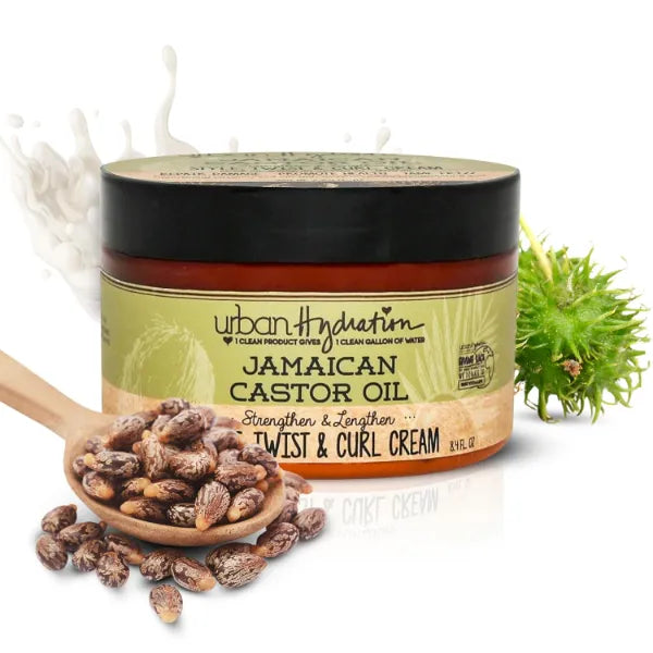 Urban Hydration Jamaican Castor Oil Curl Styling Cream | Sulfate, Paraben and Dye Free, Moisturizes, Thickens, Prevents Breakage and Lengthens For Strong Hair, All Hair Types, 8.4 Ounces