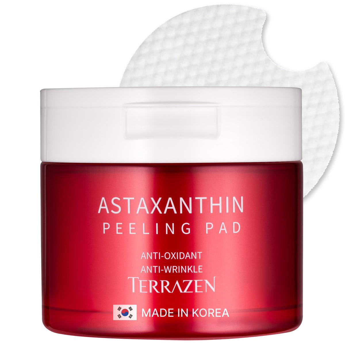 TERRAZEN Korean Face Skin Care Astaxanthin Peeling Pads 60pcs - Anti Aging & Rejuvenating with Peptide Amino Acid Gentle Peel Facial Pads