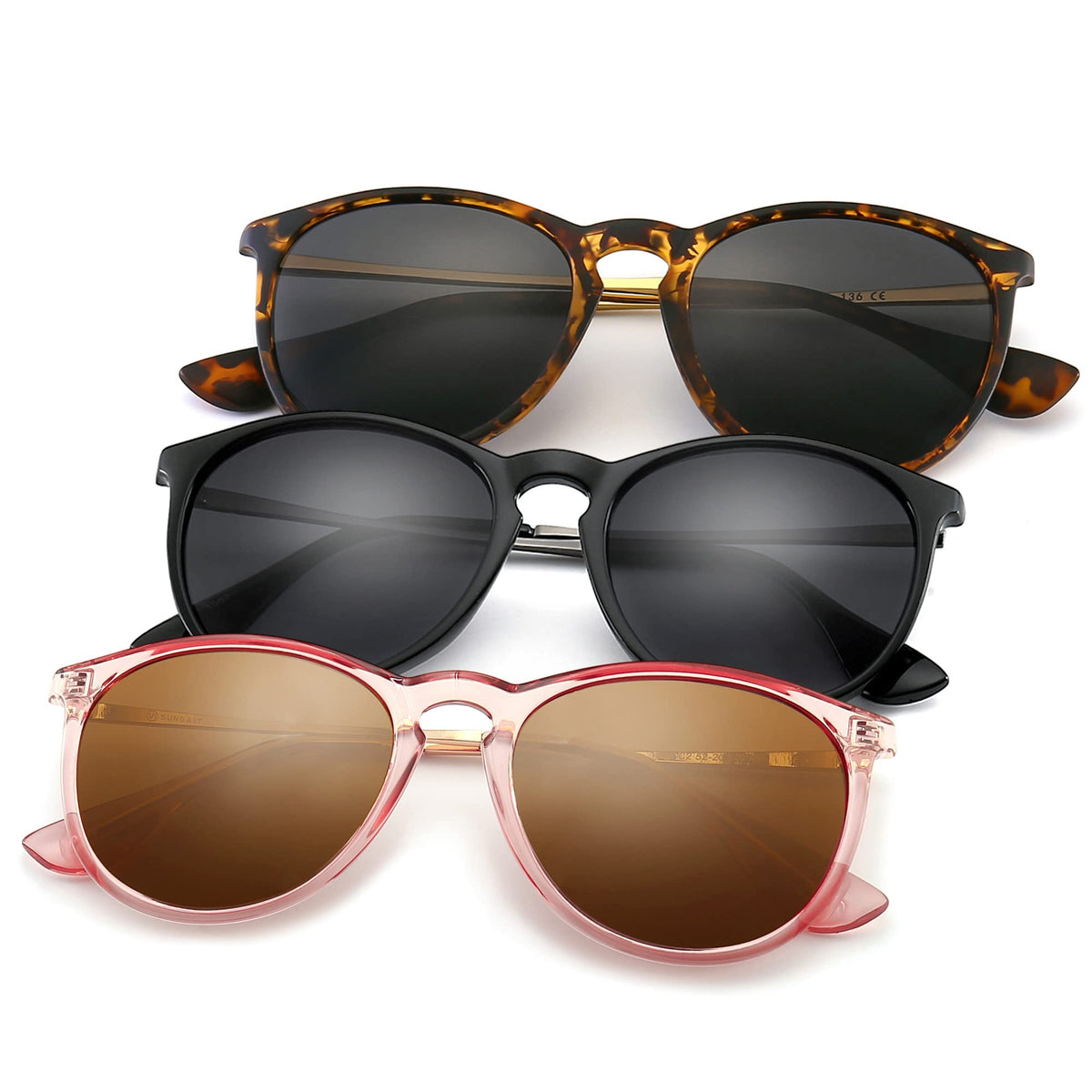 SUNGAIT Vintage Round Sunglasses for Women Men Classic Retro Designer Style