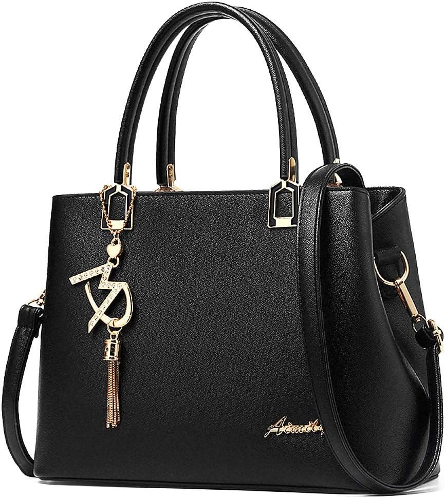 Womens Purses and Handbags Shoulder Bags Ladies Designer Top Handle Satchel Tote Bag - Black