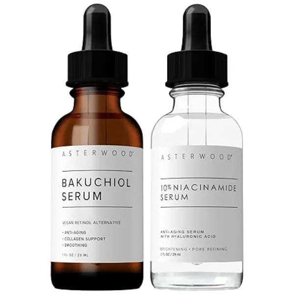 Asterwood Bakuchiol Serum 1 oz + 10% Niacinamide Serum 1 oz