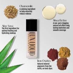 (Mocha) - BaeBlu Organic Aloe-Based LUX Liquid Foundation, Natural Vegan Gluten-Free Made in USA, Mocha