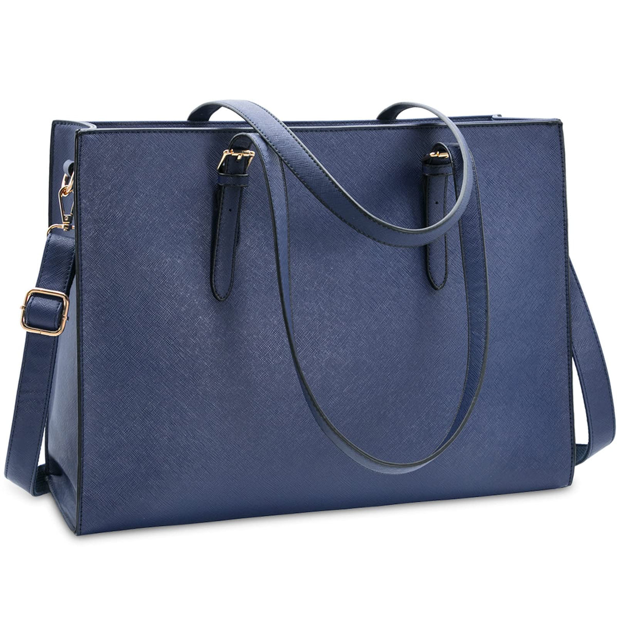 Laptop Bag for Women Waterproof Lightweight Leather 15.6 Inch Computer Tote Bag - Blue