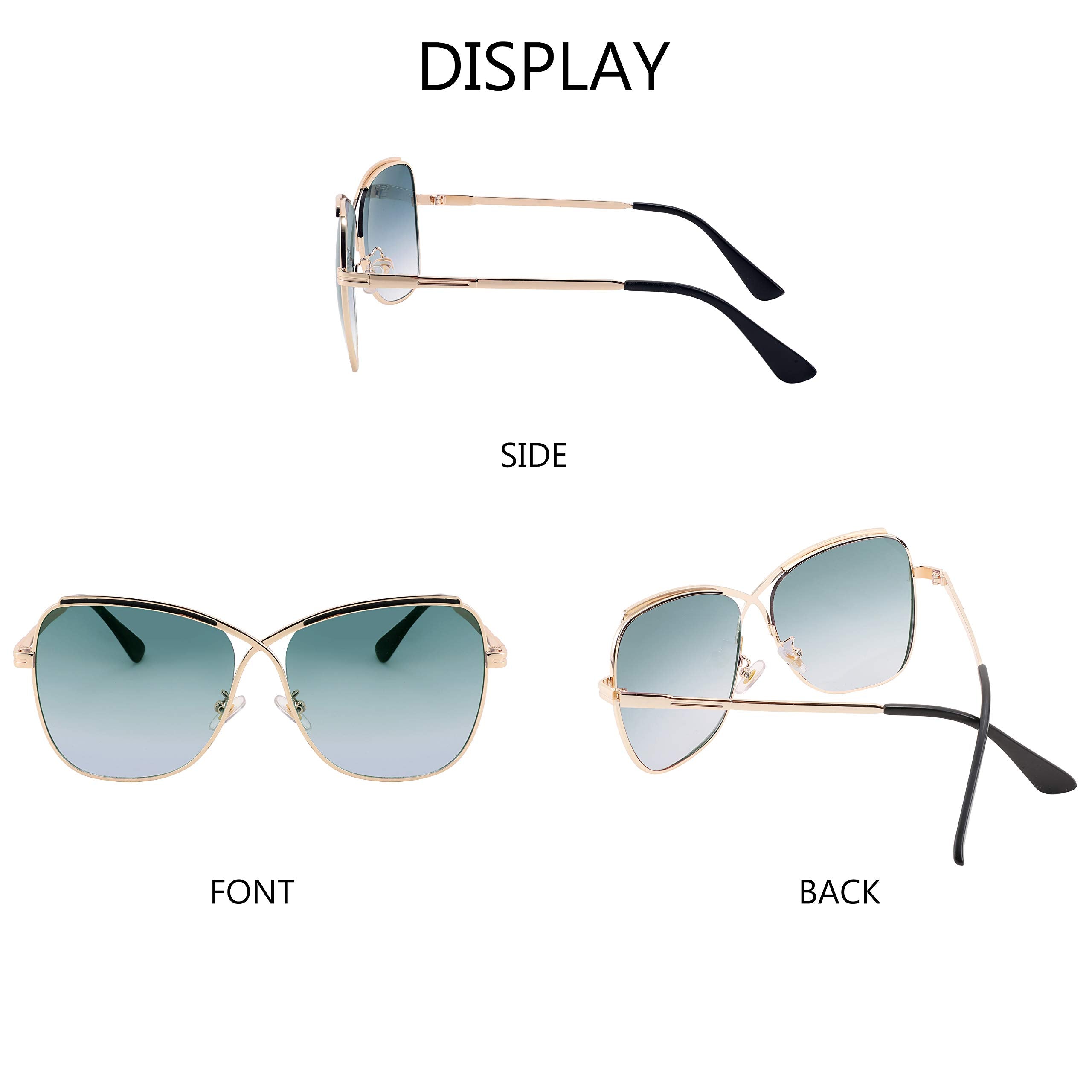FEISEDY Womens Pilot Sunglasses Oversized Butterfly X Shape Design Cateye Cute Lady Sunglasses B2738