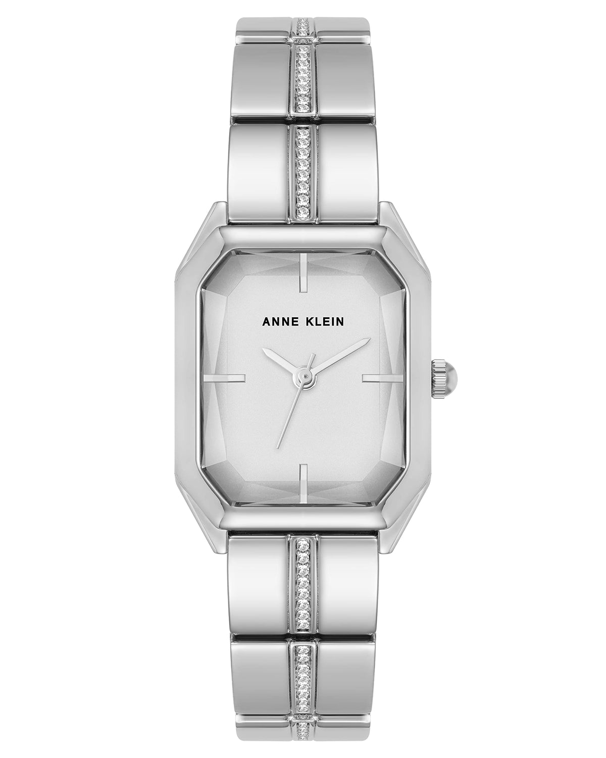 Anne Klein Women's Premium Crystal Accented Bracelet Watch, Silver