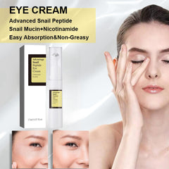 Snail Peptide Eye Serum, Mucin Eye Cream, Under Eye Roller Cream to Reduce Dark Circles Puffiness Wrinkles Fine Lines, Niacinamide Eye Essence with 360° Massage Ball, Roll-On for Moisturizing Firming