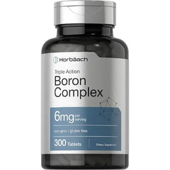 Horbäach Triple Boron Complex 6 mg Supplement 300 Tablets for Men and Women Vegetarian, Non-GMO & Gluten Free Triple Action Boron Citrate, Boron Glycinate, Boron Asparate