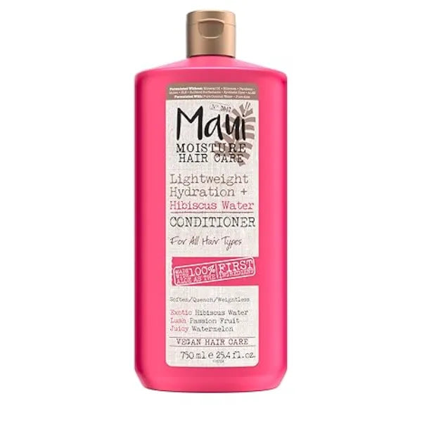 Maui Moisture Lightweight Hydration + Hibiscus Water Conditioner, Nourishing Conditioner Softens & Quenches Wavy & Curly Hair with Aloe Vera, Vegan & Silicone Free, 25.4 fl. oz