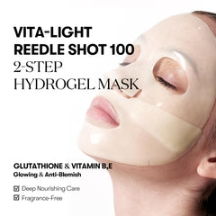 VT COSMETICS Vita-Light Reedle Shot 100 2-Step Hydrogel Mask(34.5gx4ea), Intensive Glowing, Exosome Glutathione Face Mask, Overnight Melting Mask, Korean Facial Mask