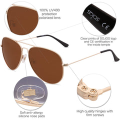 SOJOS Classic Aviator Polarized Sunglasses Mirrored UV400 Lens SJ1054