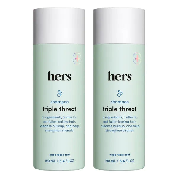 HERS Triple Threat Thickening Shampoo – Biotin, Saw Palmetto & Pumpkin Seed Oil for Thicker, Stronger Hair & Reduced Shedding - 6.4oz (Pack of 2)