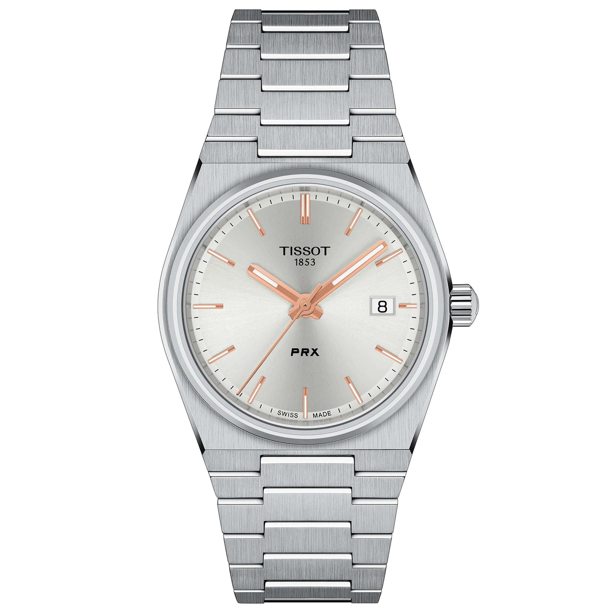 Tissot Unisex PRX 35mm 316L Stainless Steel case Quartz Watch, Grey, Stainless Steel, 11 (T1372101103100)