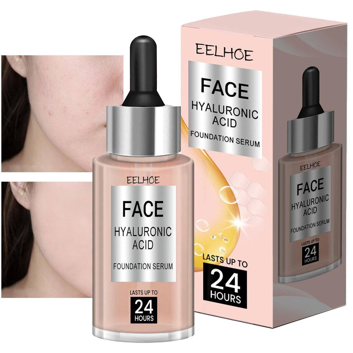 Hyaluronic Acid Foundation Serums, Full Coverage Foundation Tinted Serums with Hyaluronic Acid, 30ml Light Natural Glow Enhancer Lotion for Brighten Skin Tone