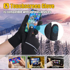 KASTWAVE Unisex Touchscreen Winter Gloves, Waterproof Glove, Thermal Snow Gloves with Anti-Slip Grip for Men and Women, for Cycling, Running, and Outdoor Sports during Cold Weather (Black, L)