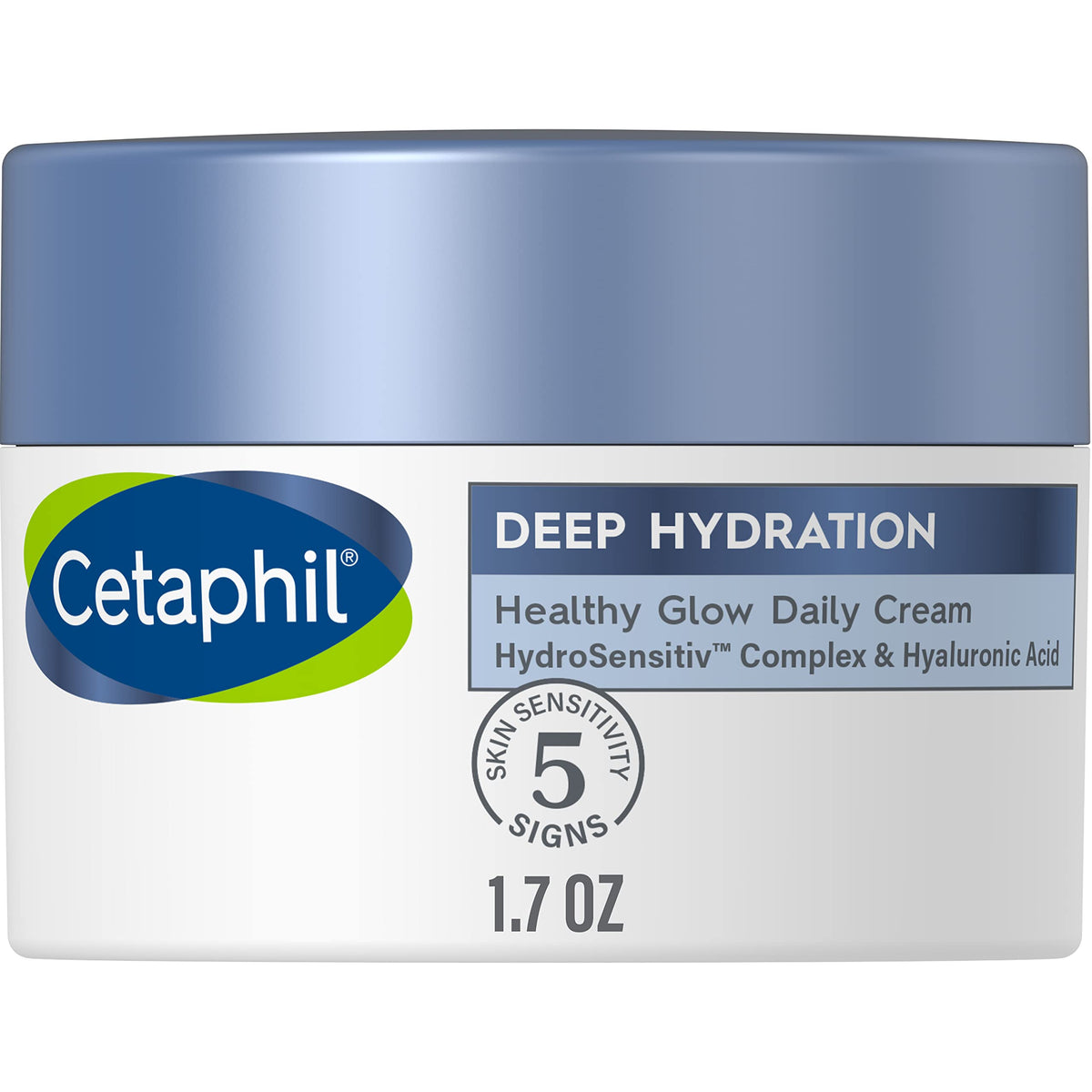 CETAPHIL Deep Hydration Healthy Glow Daily Face Cream, 1.7 oz, 48 Hour Dry Skin Face Moisturizer for Sensitive Skin, With Hyaluronic Acid, Vitamin E & Vitamin B5