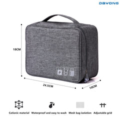 DAYONG Cable Organizer Bag, Electronic Accessories Bag, Portable Digital Storage Bag, Travel Gadgets Storage Case, Cable Organizer Bag Gadget Carry Bag for Hard Drives, Cables, Power, USB(Grey)