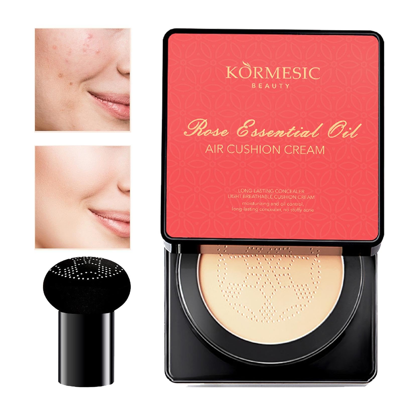 Foundation Cushion,Air Cushion BB Cream - Mushroom Cushion Moisturizing, Hydrating, Covering Blemishes For Wedding, Party, Great Gifts For Birthday Gifts
