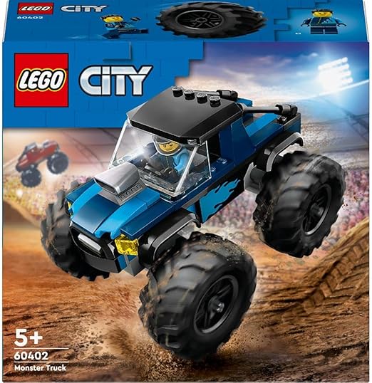 LEGO City Blue Monster Truck Toy for 5 Plus Year Old Boys & Girls, Vehicle Set with a Driver Minifigure, Creative Race Car Toys for Kids, Birthday Gift Idea 60402