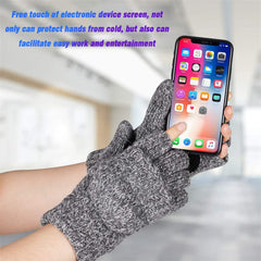 Winter Gloves, Convertible Wool Mittens for Men and Women, Warm Thermal Knit Flip Top Snow Glove for Cold Weather - Light Grey