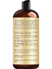 Handcraft Blends Organic Castor Oil - 16 Fl Oz - 100% Pure and Natural - Premium Grade Oil for Hair Growth, Eyelashes and Eyebrows - Carrier Oil - Hair & Body Oil - Expeller-Pressed