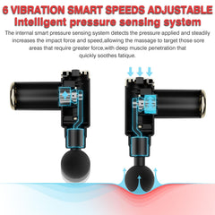 Massage Gun, 6-Speed Muscle Percussion Massager, Quiet Hand Massager, Mini Massage Gun for Neck, Back, Arms, Legs, Shoulders