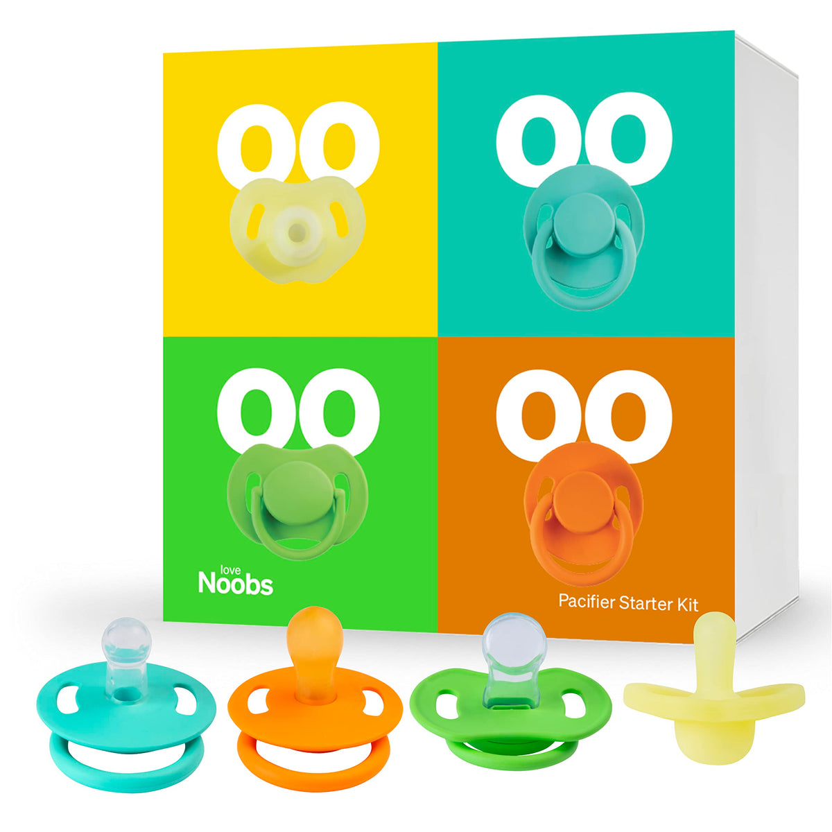 Love Noobs Pacifiers 0-6 Months, Baby Pacifier Starter Kit, Newborn Silicone Binky, Natural Rubber Pacifier 0-3 Months, Orthodontic Pacifier, Teething Pacifiers Soothers, 4 Pack, Baby Registry Gift