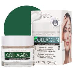 Advanced Clinicals Collagen Face Cream Gel-Like | Collagen Peptide + Hyaluronic Acid Facial Moisturizer Helps Hydrate Dry Skin and Improve the Appearance of Wrinkles and Fine Lines, 2 fl oz