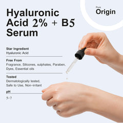 Pure Origin Hyaluronic Acid 2% + B5 Face Serum | Deeply Hydrates Skin | Plumps The Skin Inside Out | Reduce Fine Line | Eco-Friendly | Clinically Validated Serum | 30Ml