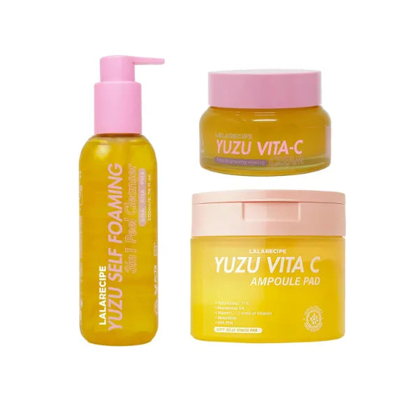 LALARECIPE Yuzu Glow Trio Recipe: Yuzu Cleanser + Yuzu Vita-C Cream + Yuzu Ampoule Pads
