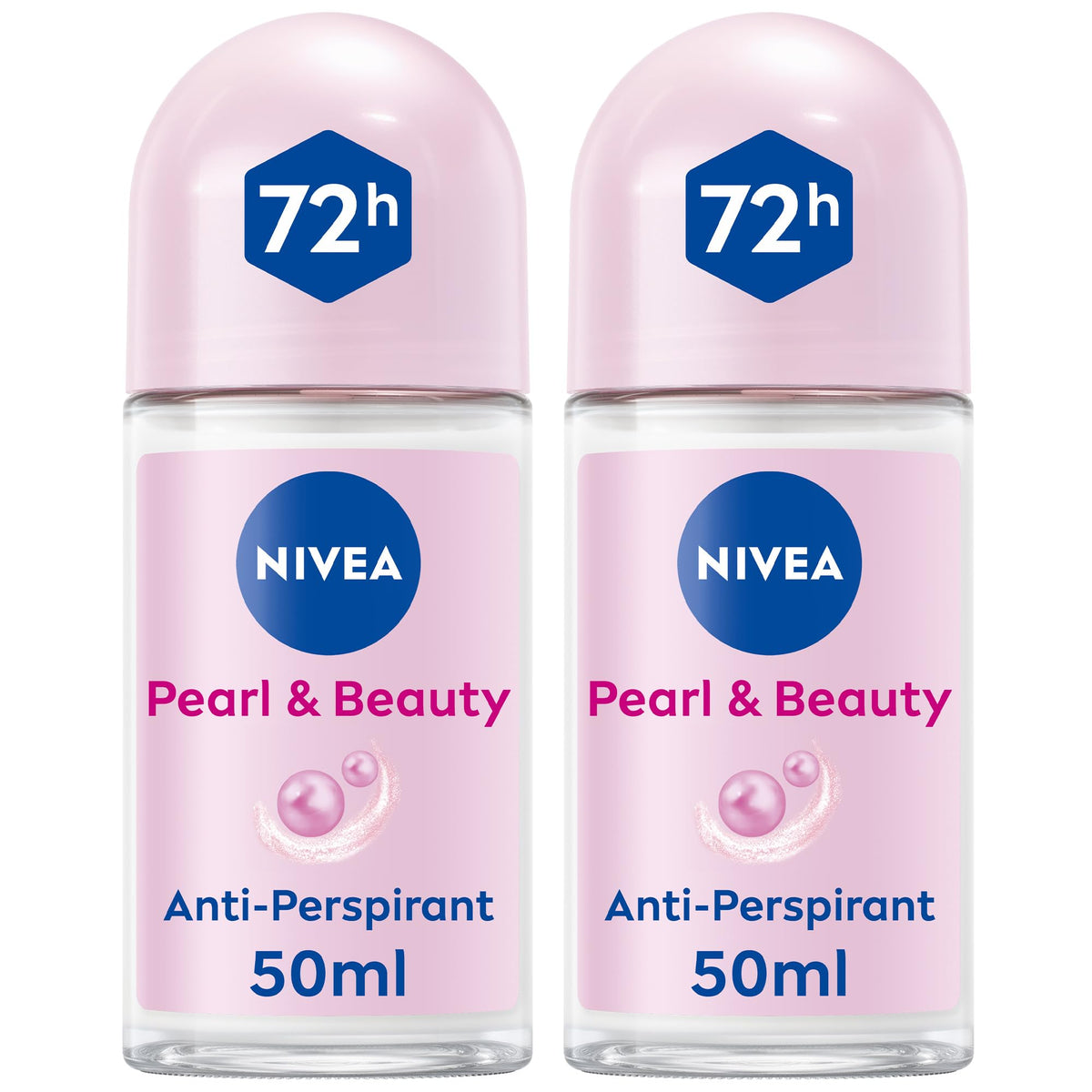 NIVEA Antiperspirant Roll-on for Women, Pearl & Beauty Pearl Extracts, 2x50ml