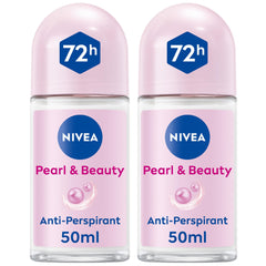 NIVEA Antiperspirant Roll-on for Women, Pearl & Beauty Pearl Extracts, 2x50ml
