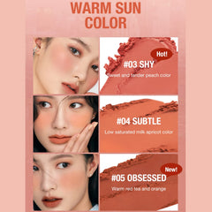 HONPOLO Blush Cream Repair Capacity Brighten Complexion Natural Nude Makeup Blush Stick Nude Makeup, Contouring and Highlighting, Improves Complexion, Waterproof Mousse Texture Long-Lasting (#3)