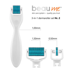 BEAUME® 3-in-1 Microneedling Derma Roller Set - for Face (1.00mm), Eyes (0.50mm), Body (1.50mm) – Smooth Wrinkles, Scars & Stretch Marks – Safe At Home Skin Care Tool