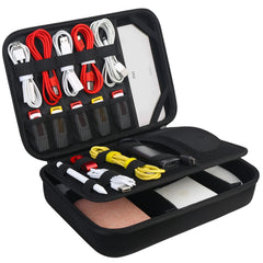 BOVKE Electronic Organizer Travel Cable Organizer Bag Electronic Accessories Case Portable Tech Organizer for Tablet Apple iPad 9.7in, Hard Drives, Cables, Chargers, iPhone, Power Bank, Black