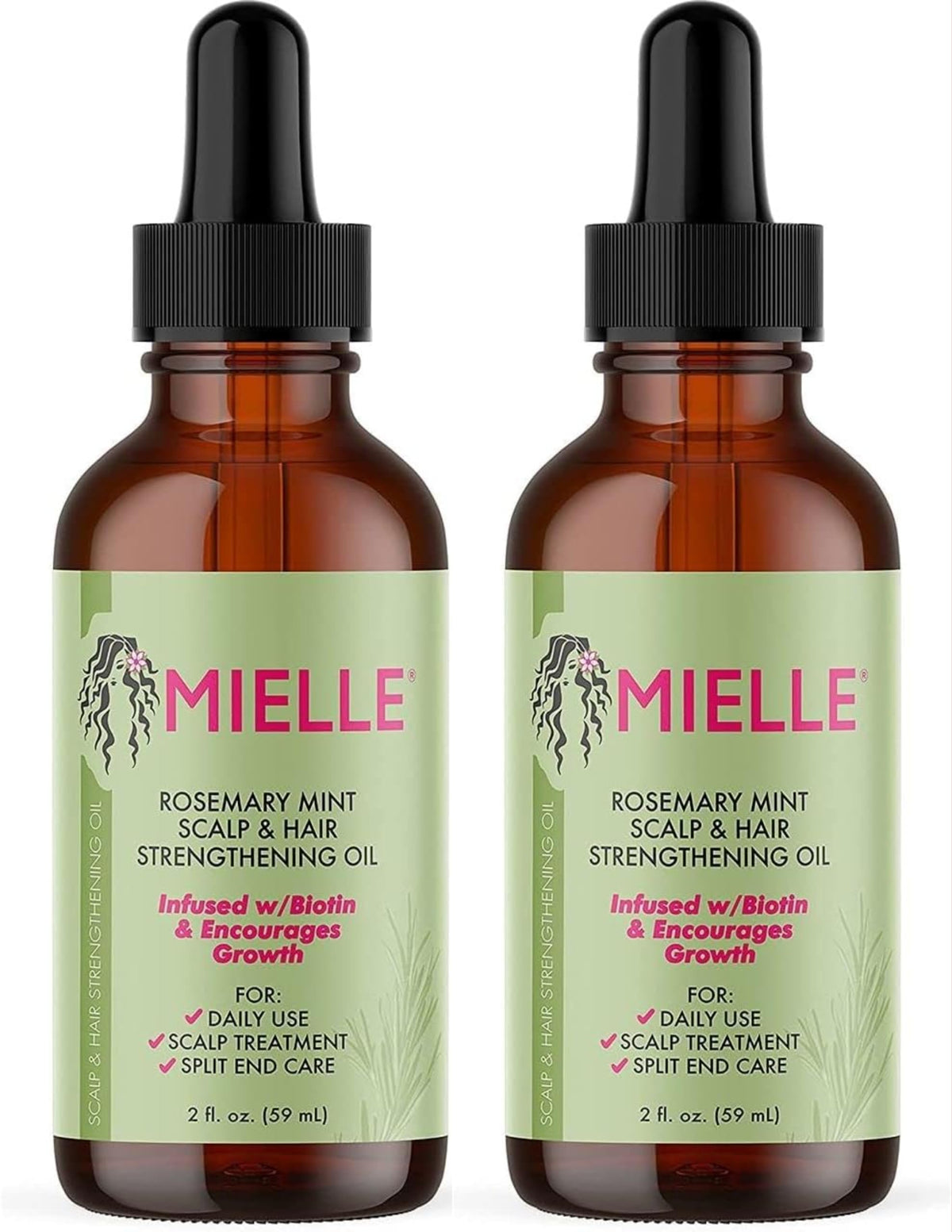 Mielle Organics Rosemary Mint Growth Oil, 2oz (Pack of 2)