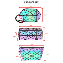 3 Pieces Makeup Bags for Women, Portable Travel Cosmetic Bag Organizer Case with Wrist Strap Toiletry Bags Geometric and Foldable Makeup Bags (Polychrome, One size)