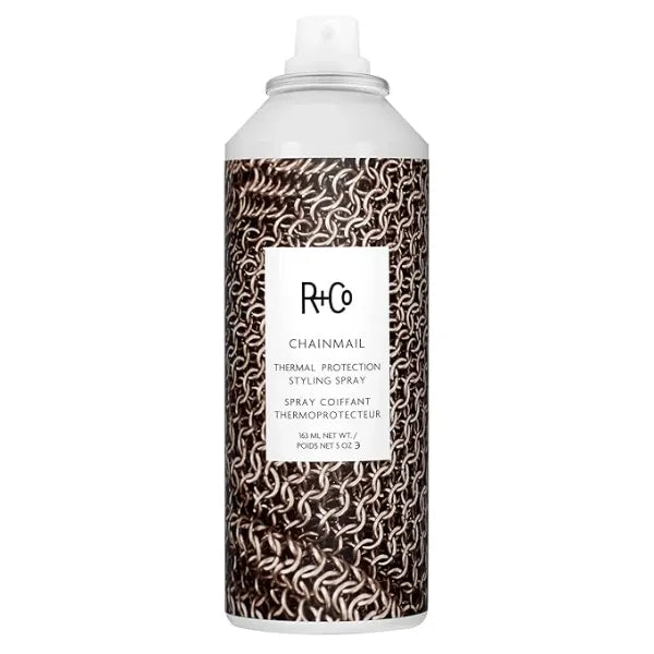 R+Co Chainmail Heat Protection Spray For Hair Thermal Protection + Flexible Hold + Silky Shine  Vegan 163 ml