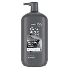 DOVE MEN + CARE Body and Face Scrub Charcoal + Clay Body Wash for Men with 24-Hour Nourishing Micromoisture Technology - 30 oz