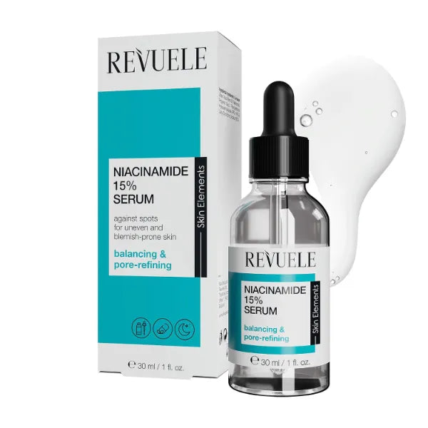 REVUELE Niacinamide 15% Serum – 30ml – High-Potency Skin Clarifying & Sebum-Regulating Face Serum – Vegan & Dermatologically Tested 1 fl.oz