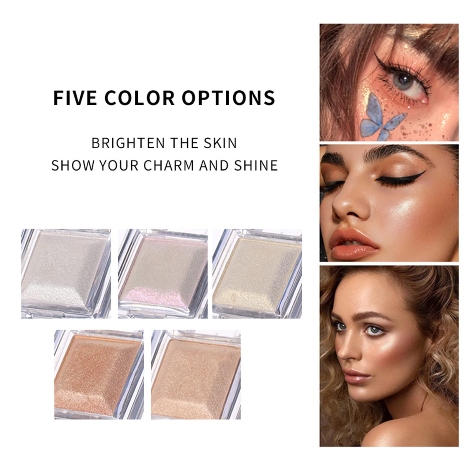 XTRANSF Highlighter Powder Palette, Shimmer Highlight Makeup, Face Illuminator Highlighter, Long Lasting Waterproof Bronzer Highlighter Powder