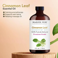 MAJESTIC PURE Cinnamon Essential Oil | 118 ml | 100% Pure and Natural Cinnamon Oil | Premium Grade Essential Oils for Hair Care, Home Diffusers, Skin, Aromatherapy, Massage and Humidifiers | 118 ml