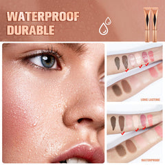 3 Pcs Liquid Contour Highlighter Blush Set - Long Lasting Waterproof Contour Beauty Wand with Cushion Applicator - Bronzer Contour & Shimmer Pearl Highlight Cream Pink Blusher (A Set)