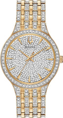 Bulova Crystal Pave 3-Hand Quartz Slim Case Watch - Gold Tone