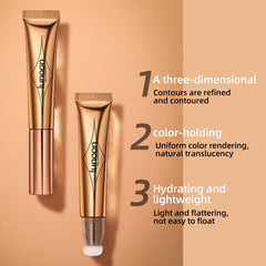 Liquid Contour Beauty Wand, Highlighter and Bronzer Stick with Cushion Applicator, Long Lasting Natural Shimmer Smooth Silky Cream Face Highlighter Bronzer Stick Makeup (#03)