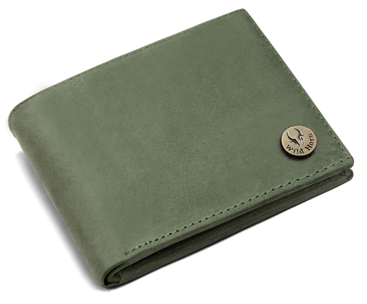 WildHorn RFID Protected Genuine Leather Wallet & Gift Combo for Men - Green Hunter