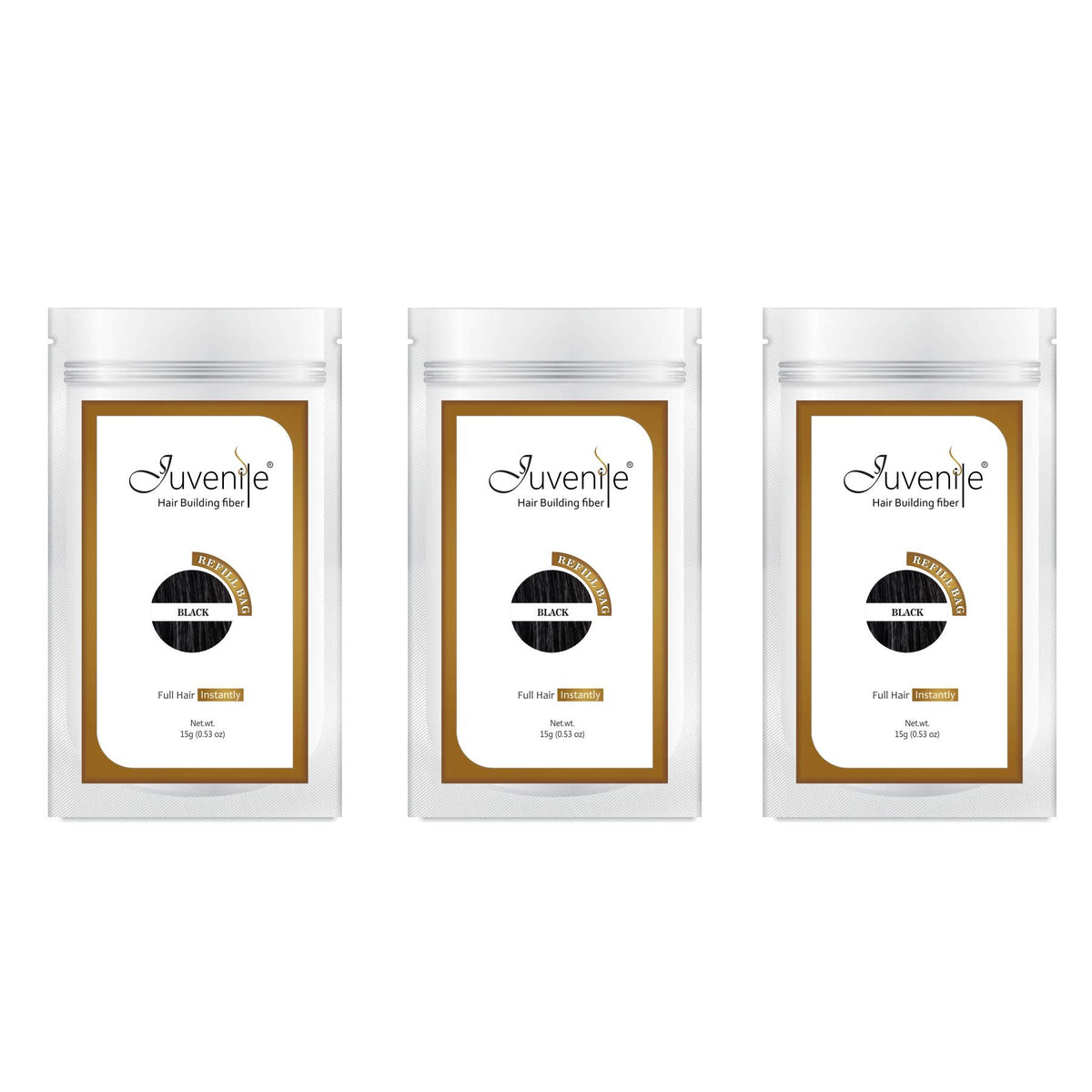 Juvenil Hair Fibers Refill Pack, Black, 45g