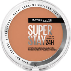 Maybelline Powder Foundation, Long-lasting 24H Wear, Medium to Full Coverage, Transfer, Water & Sweat Resistant, SuperStay 24H Hybrid Powder Foundation, 60