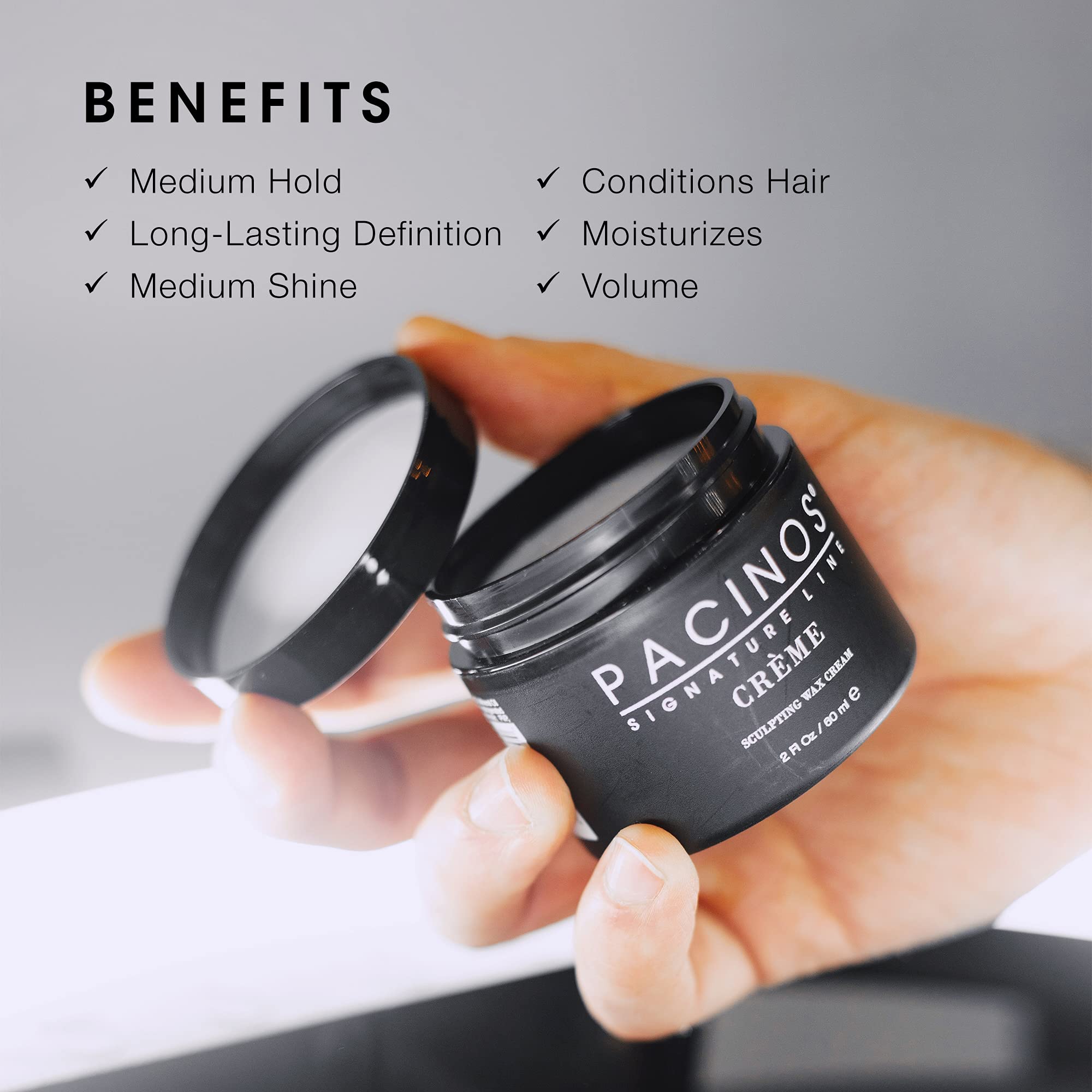 Pacinos Crème - Sculpting Wax Cream, Medium Hold with Medium Shine, All Hair Types, 4 fl. oz.